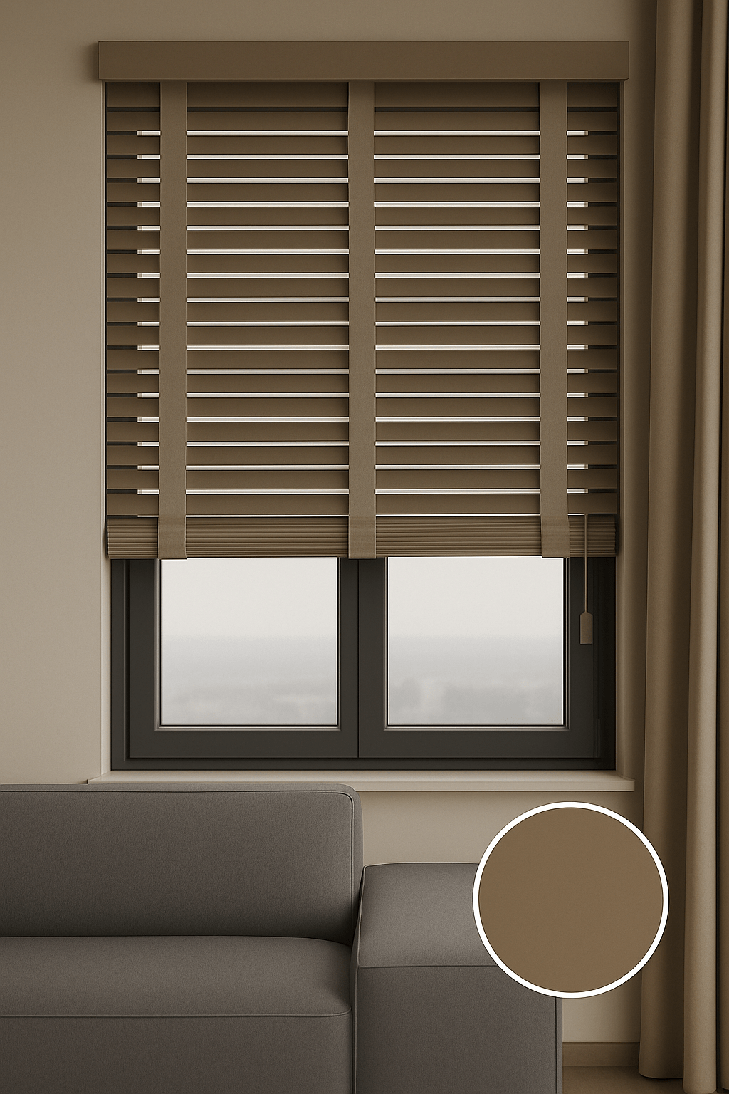 Houten Jaloezieën 50mm Taupe